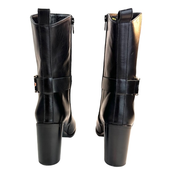 Napoleoni Made In Italy Genuine Leather Heels Boots With Hardware Ankle Size:9.5 - Picture 9 of 16